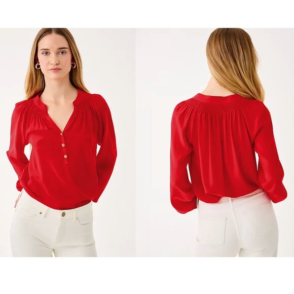 Lilly Pulitzer | Elsa Stiped Silk Top Pink/Orange - Picture 4 of 12